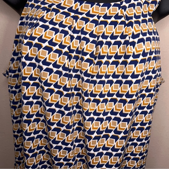 Large Stitch Collection Sleeveless Blouse Blue Orange White Geometric Boho - Picture 3 of 14